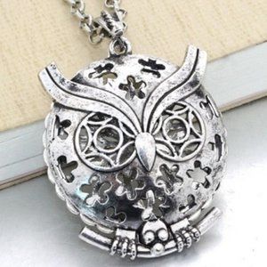 NEW Boho Owl Silver Essential Oil Diffuser Necklac